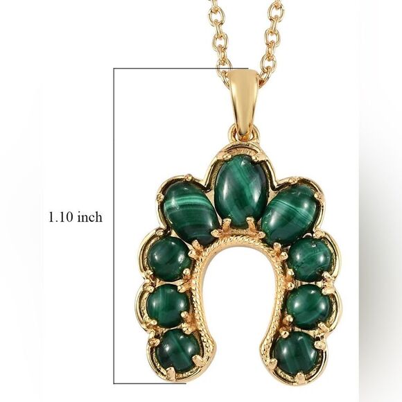 NIB KARIS African Malachite Horseshoe Pendant Necklace 20 Inches - Picture 5 of 6